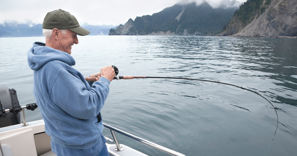 Man fishing from a boat.